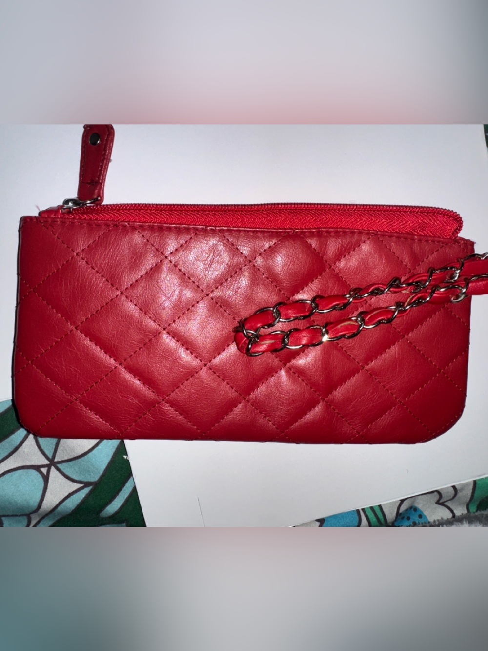 Claire's Red Quilted Chain Wristlet Wallet